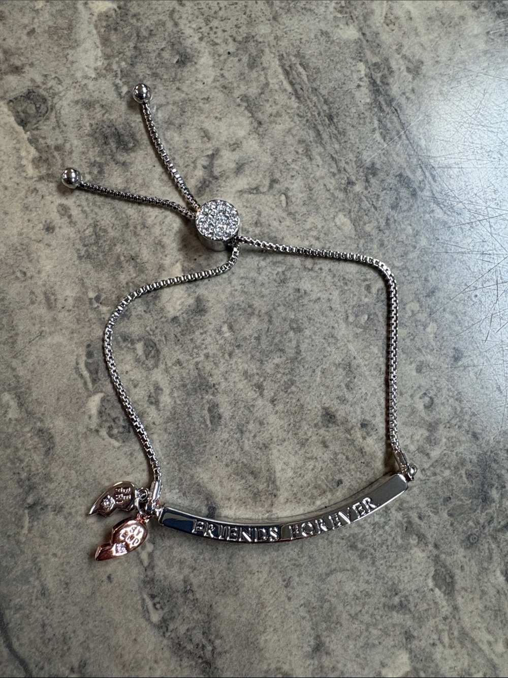 Brilliance "Friends Forever" silver-tone adjustable slider bracelet